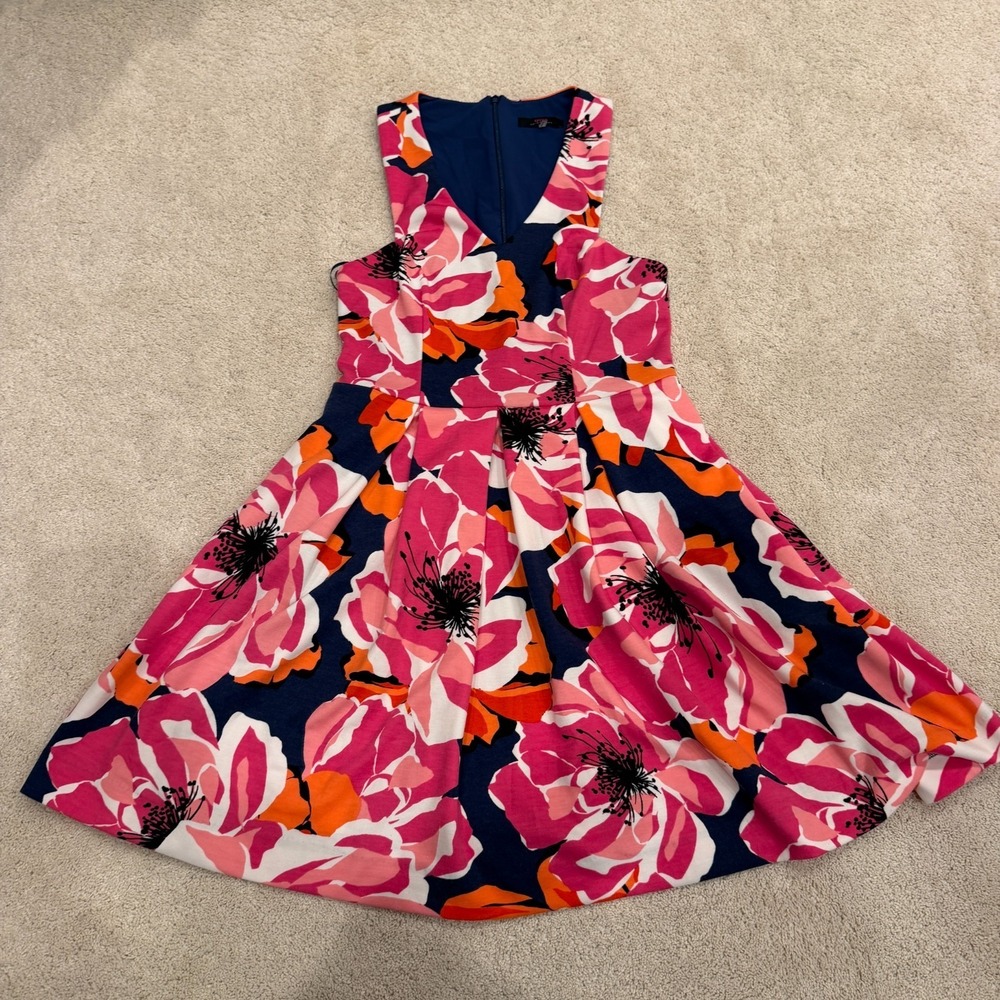 Trina Turk Women Dress 2 Floralโ Print Fit & Flare Dress zip Spring Summer